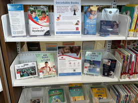 A photo of the decodable collection at the Strathroy Library. 